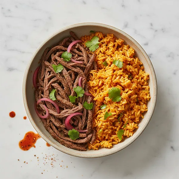 Achiote Roast Beef with Orange Rice